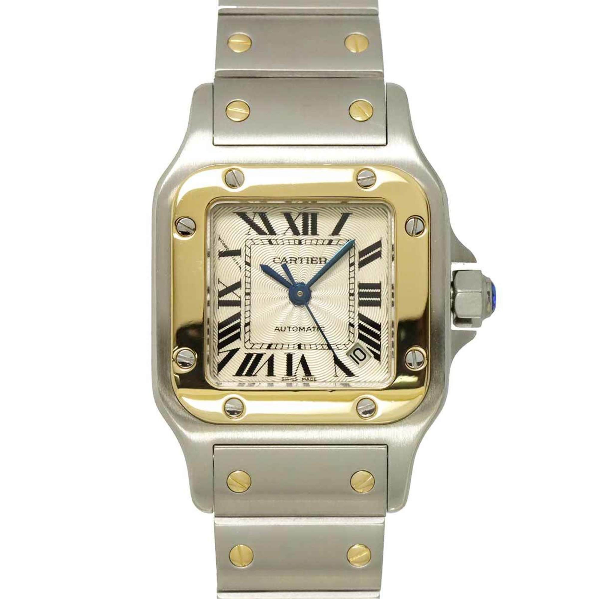 Cartier Santos Galbe SM Two-tone W20057C4 Women's Watch with Date Display, Silver and Yellow Gold, A