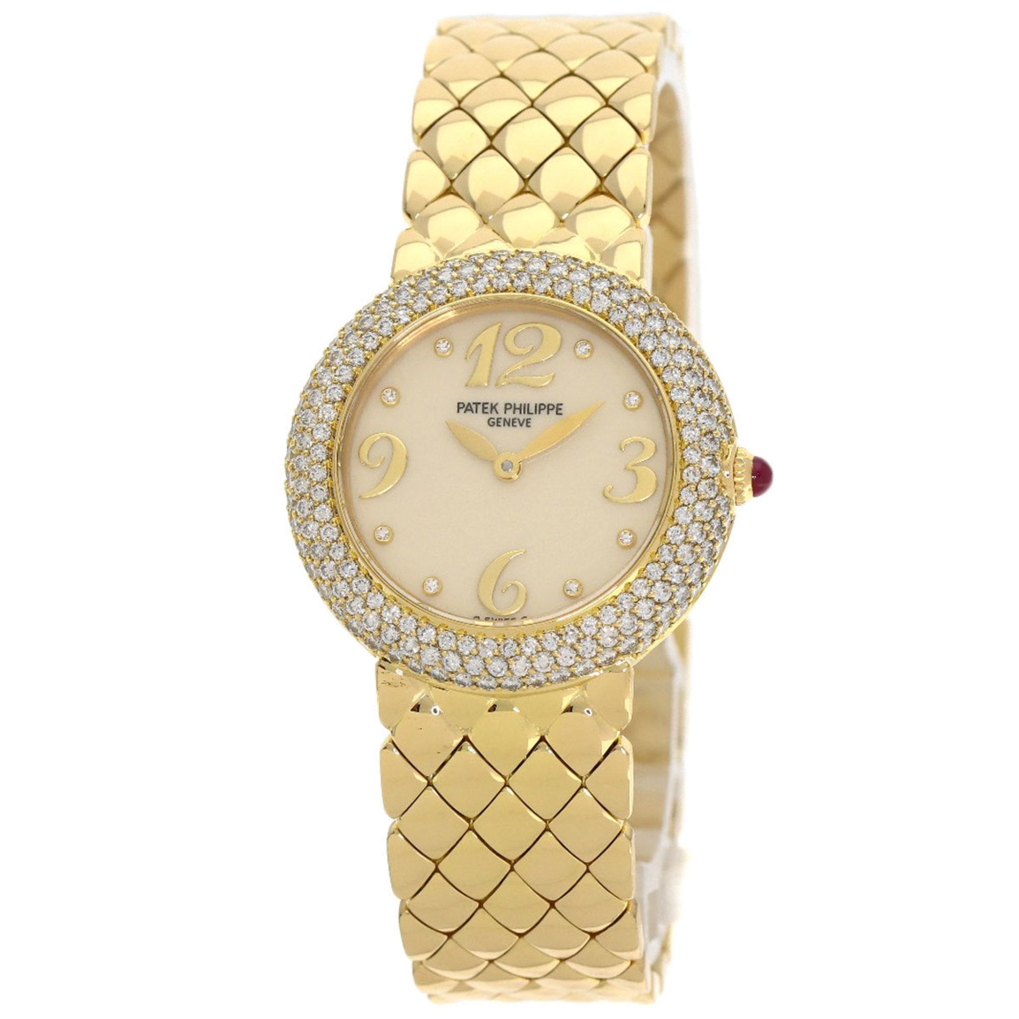 Patek Philippe 4823 001 Calatrava Diamond Bezel Watch in 18K Yellow Gold with Diamonds for Women