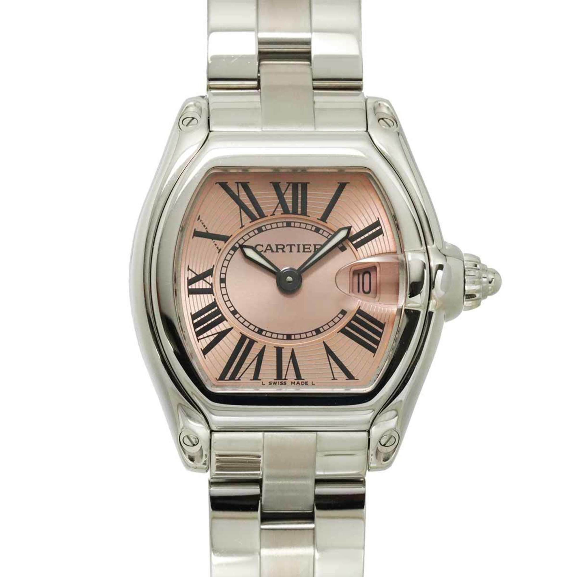 Cartier Roadster SM W62017V3 Women's Watch, Pink Quartz with Date Display
