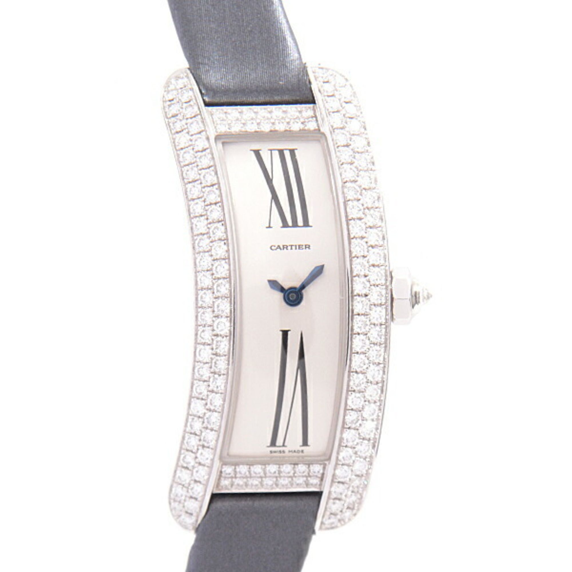 Cartier Women's Watch Tank S Double Diamond Bezel White Gold Battery Operated Silver Dial WJ300950 7