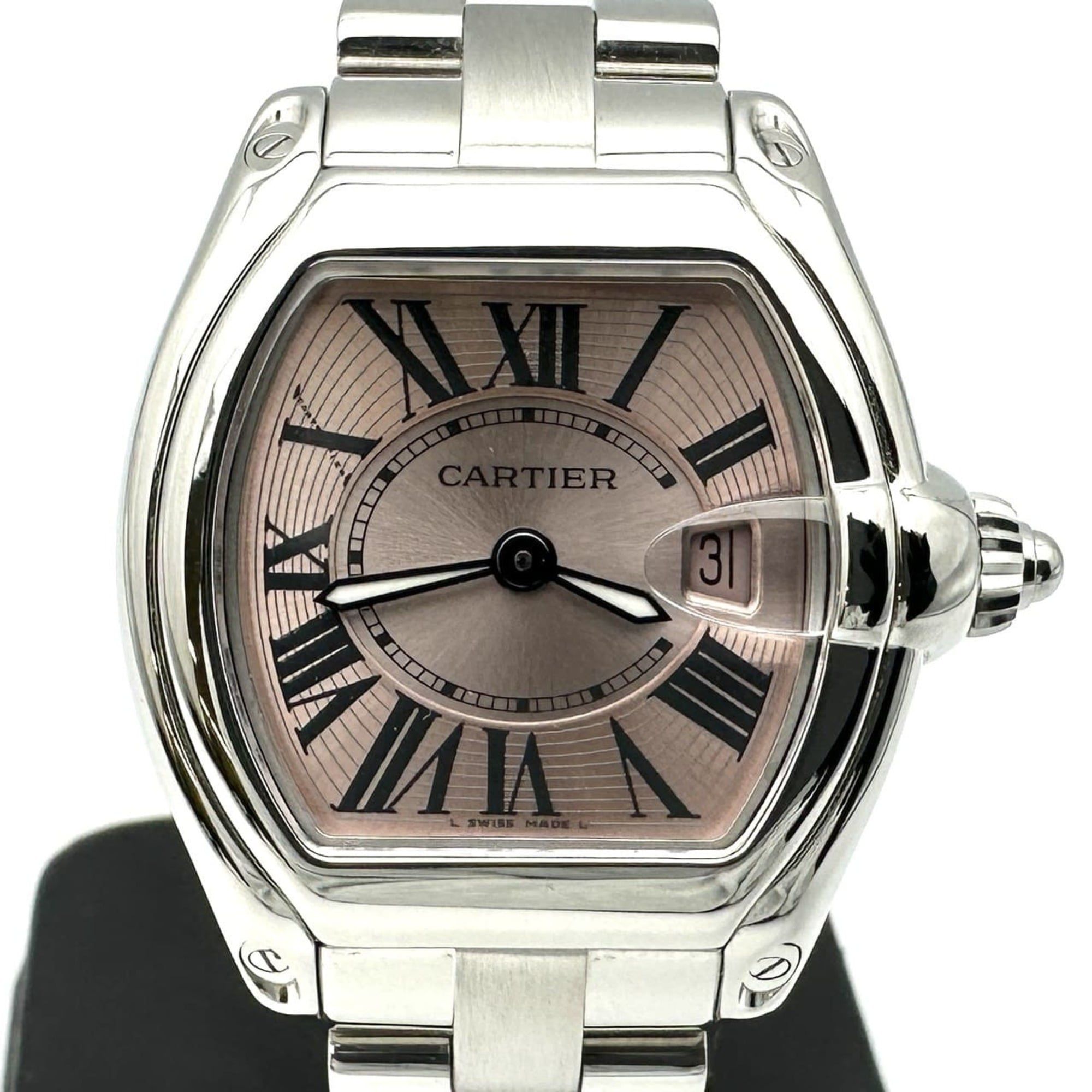Cartier Roadster SM Date W62017V3 Quartz Stainless Steel Pink Women's Watch