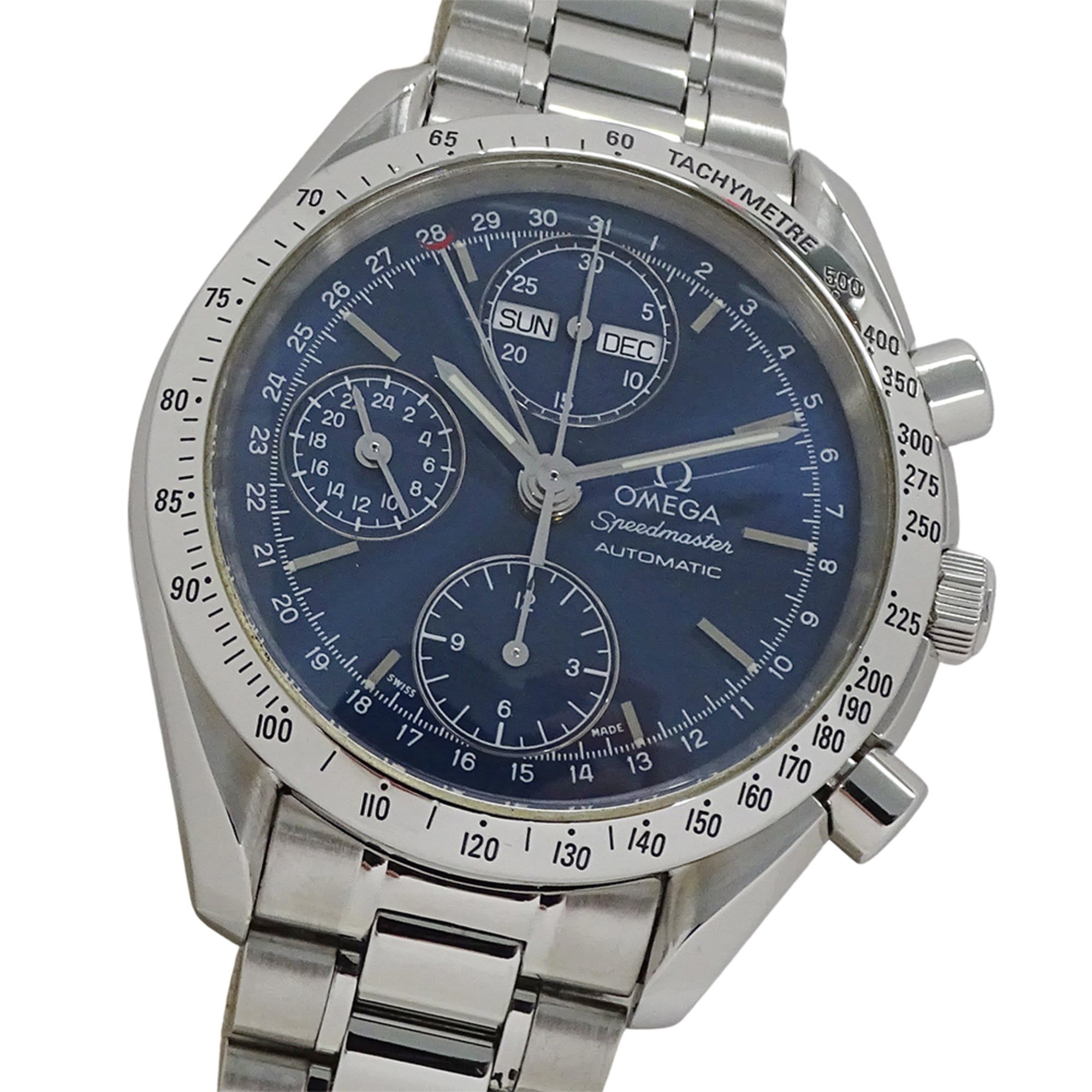 OMEGA Speedmaster 3521.80 Men's Watch, Triple Calendar, Automatic, Stainless Steel, Silver/Navy, Pol