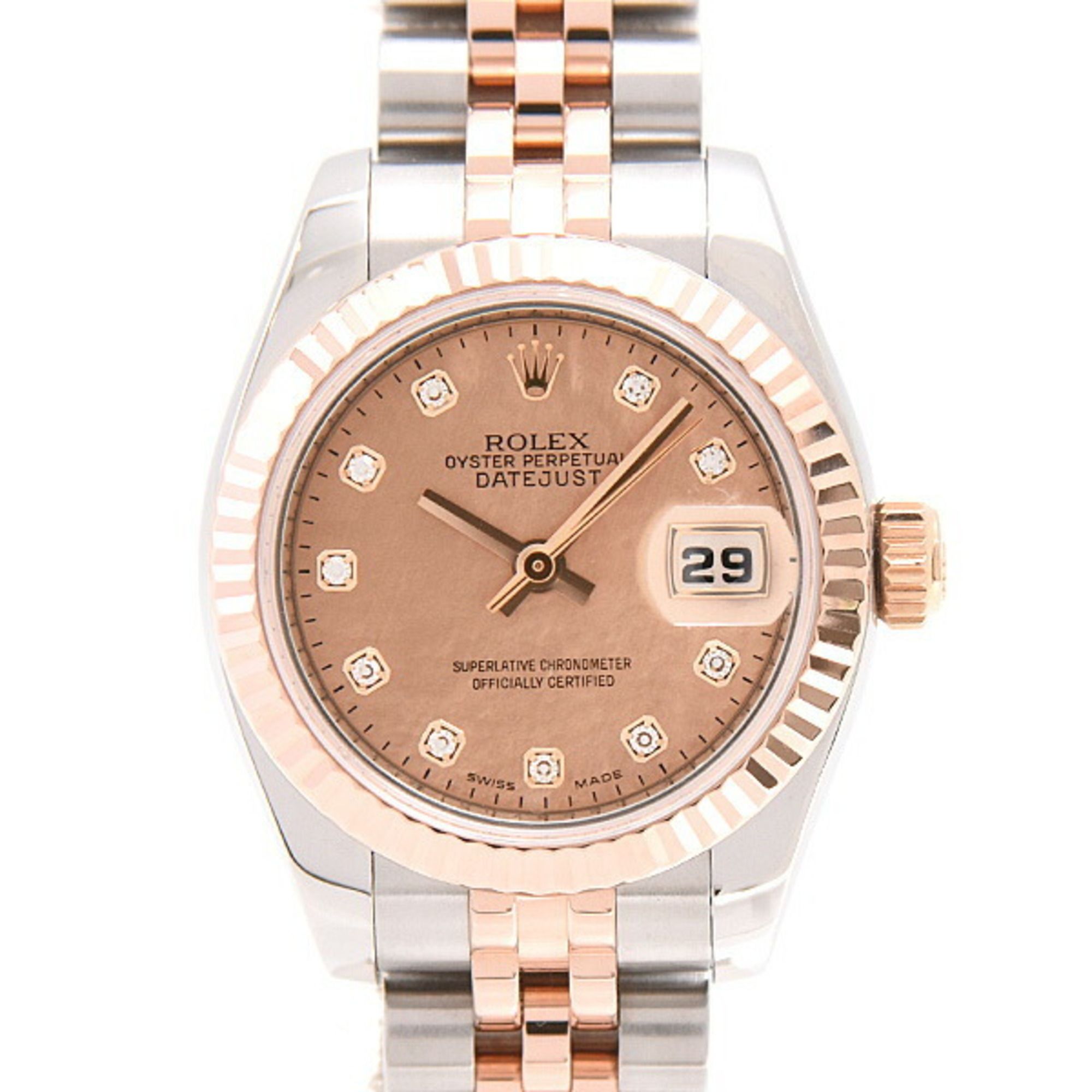Rolex Watch Ladies Datejust 10P Diamond D Series Automatic Gold Dust Shell Dial SS x PG ROLEX 179171