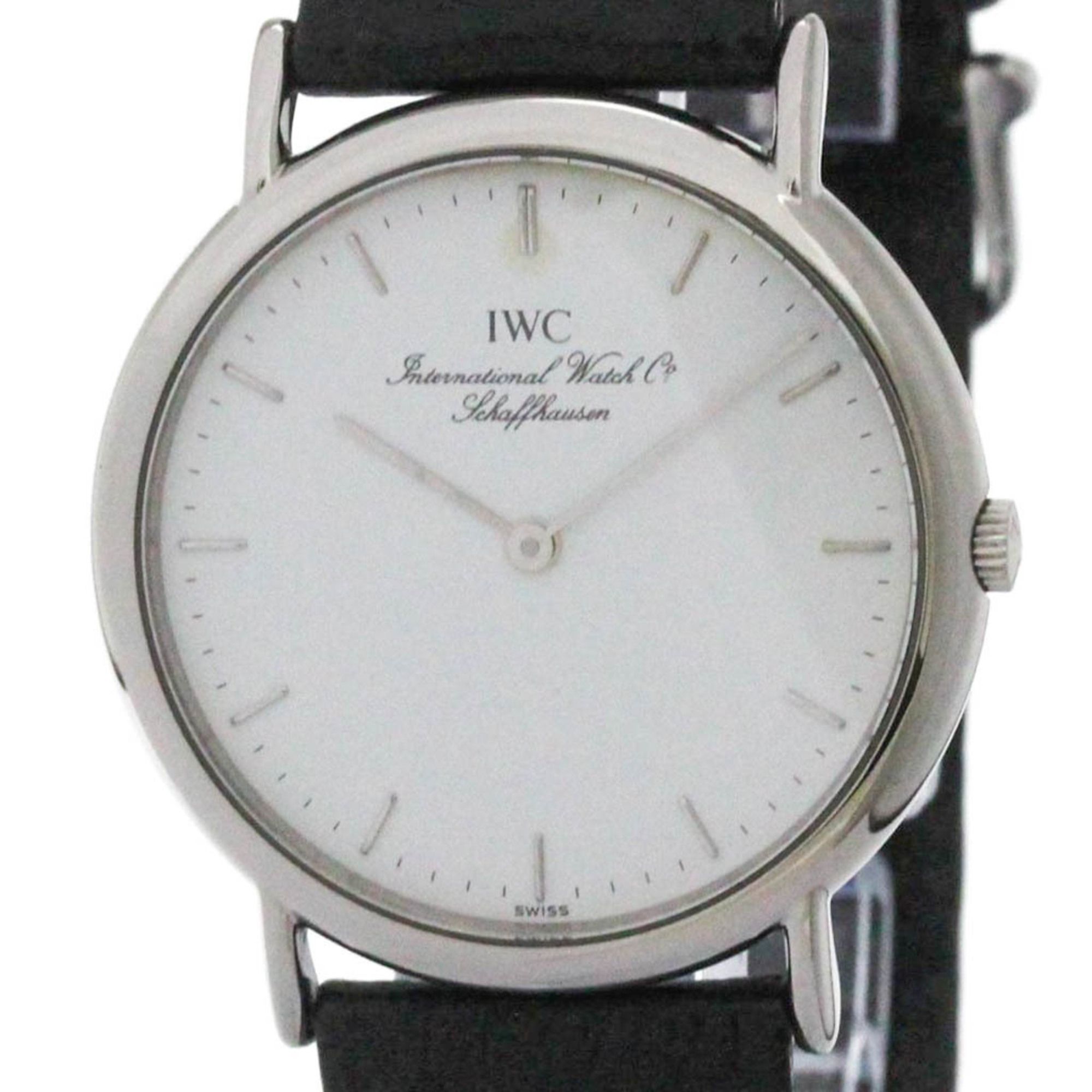 IWC Portofino Steel Leather Quartz Mens Watch IW334105 Polished