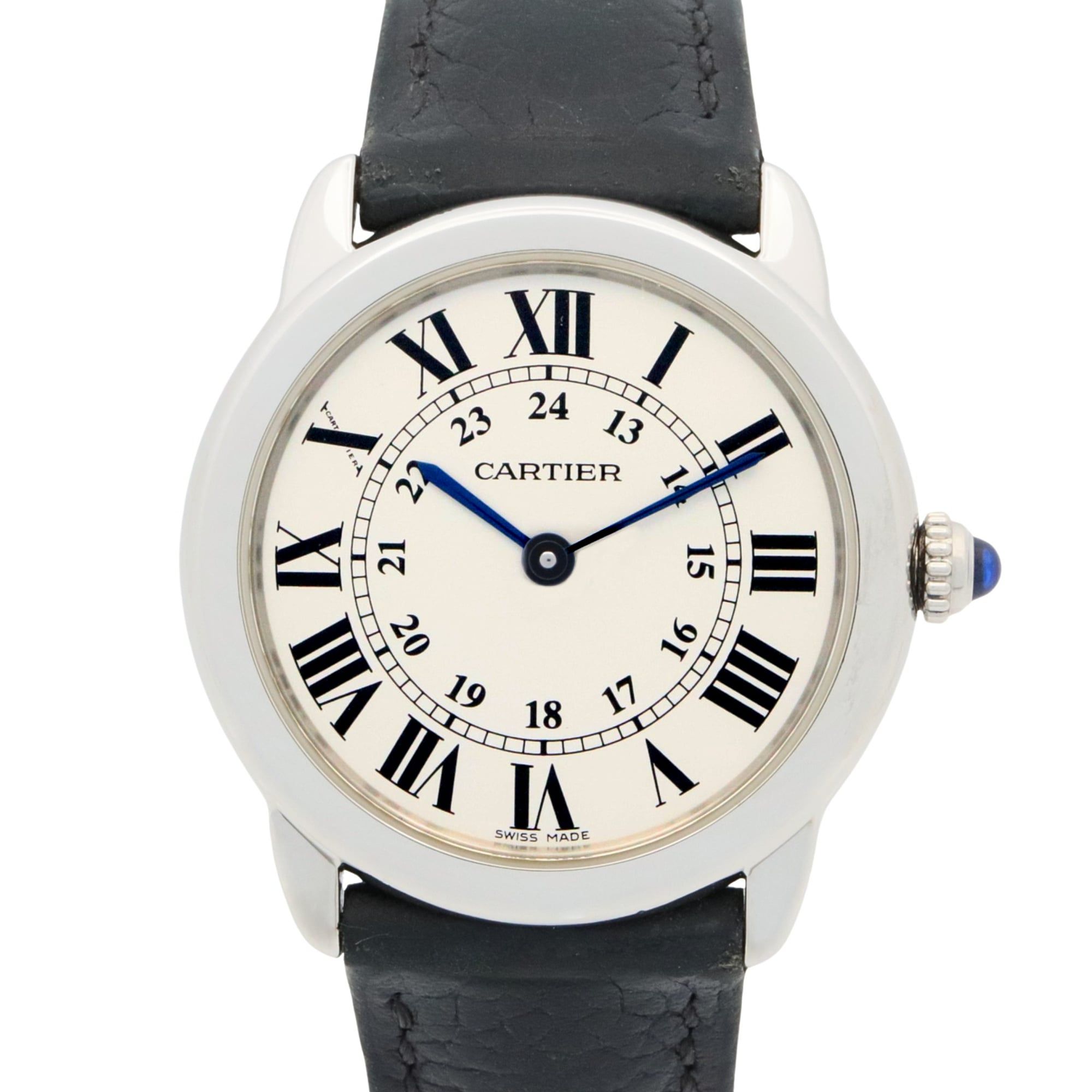 Cartier Ronde Solo de SM Watch, Stainless Steel and Leather, Women's, Silver, WSRN0019