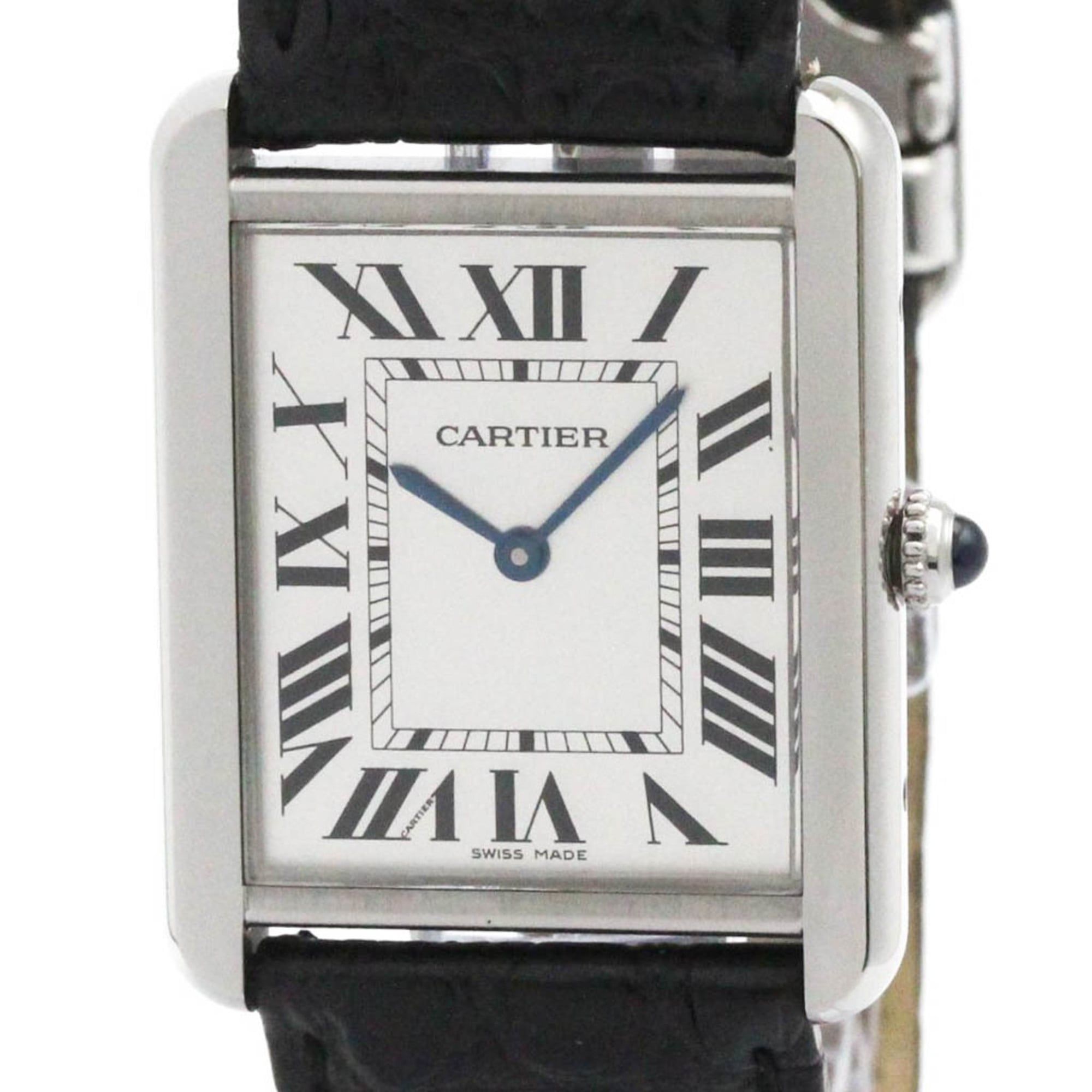CARTIER Tank Solo LM Steel Quartz Mens Watch W1018355 Polished