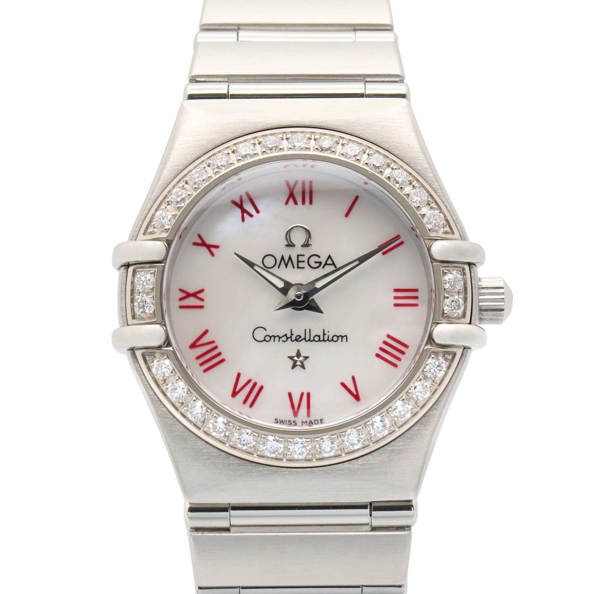 OMEGA Constellation Mini Diamond Bezel Watch, Stainless Steel, Women's, White, White Shell, 1466.63