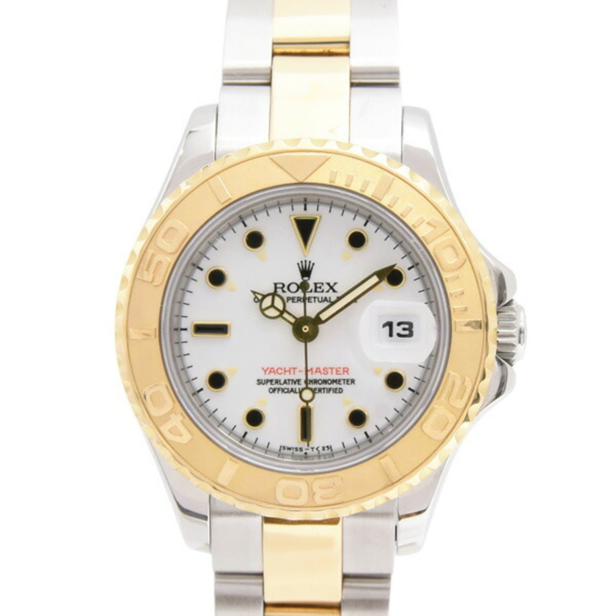 Rolex Women's Yacht-Master T-Series Automatic Watch with White Dial, Stainless Steel and Yellow Gold