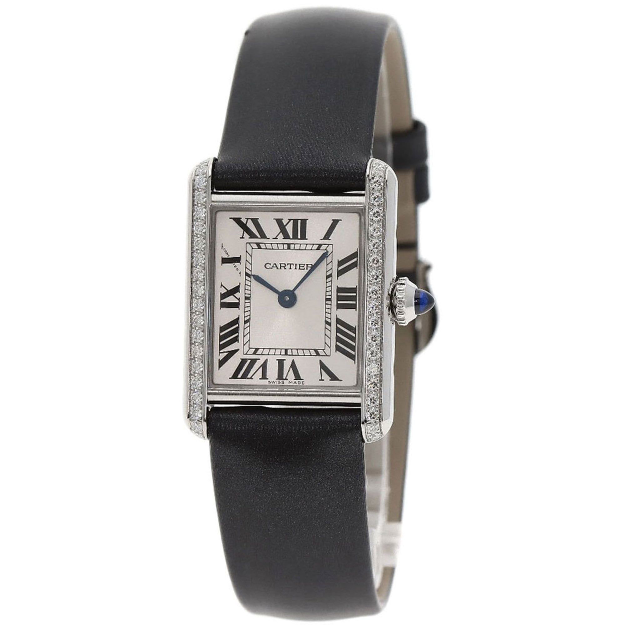 Cartier Tank Must de SM Diamond Watch W4TA0016, Stainless Steel/Leather/Diamond, Women's