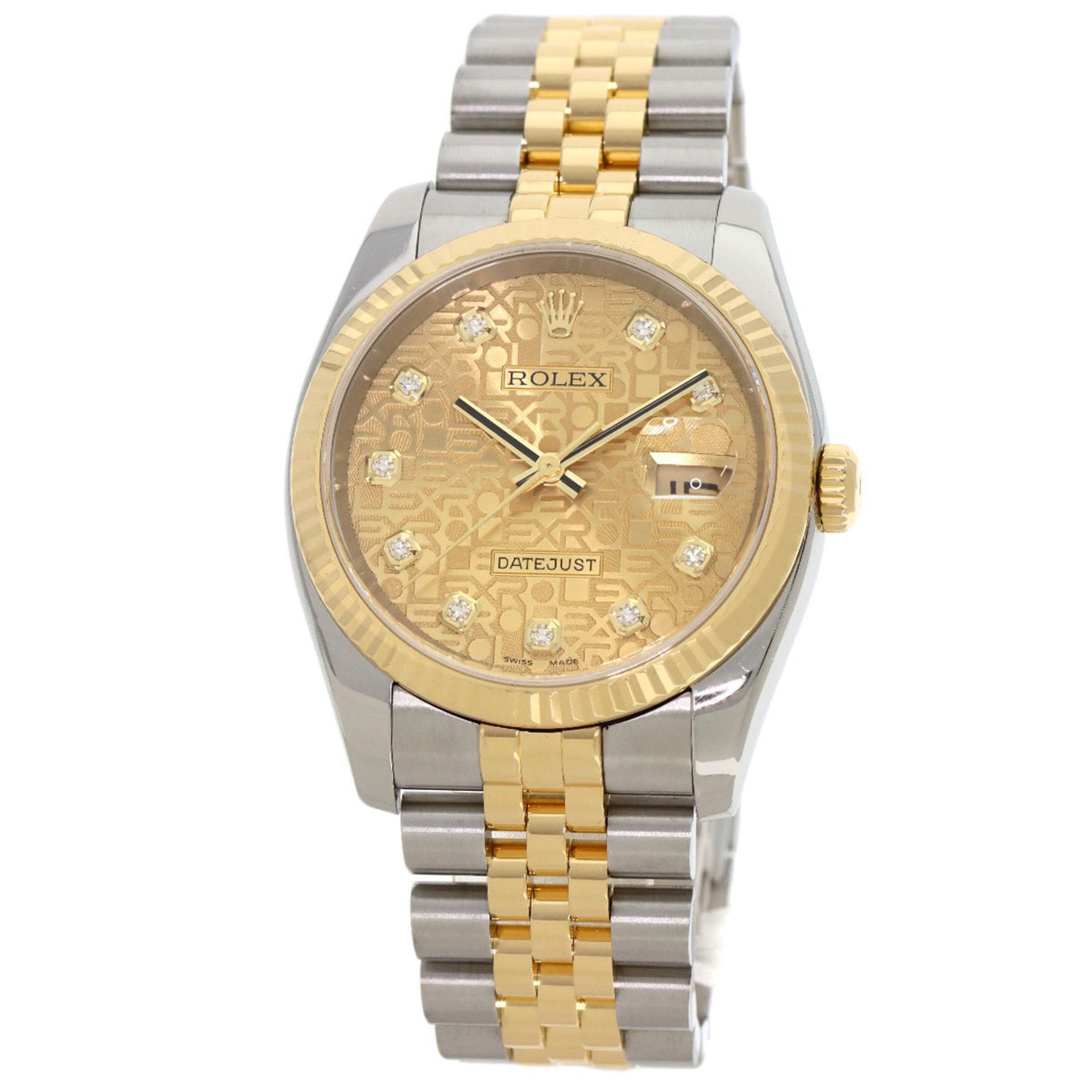 Rolex 116233G Datejust 10P Diamond Watch Stainless Steel SSxK18YG Men's ROLEX