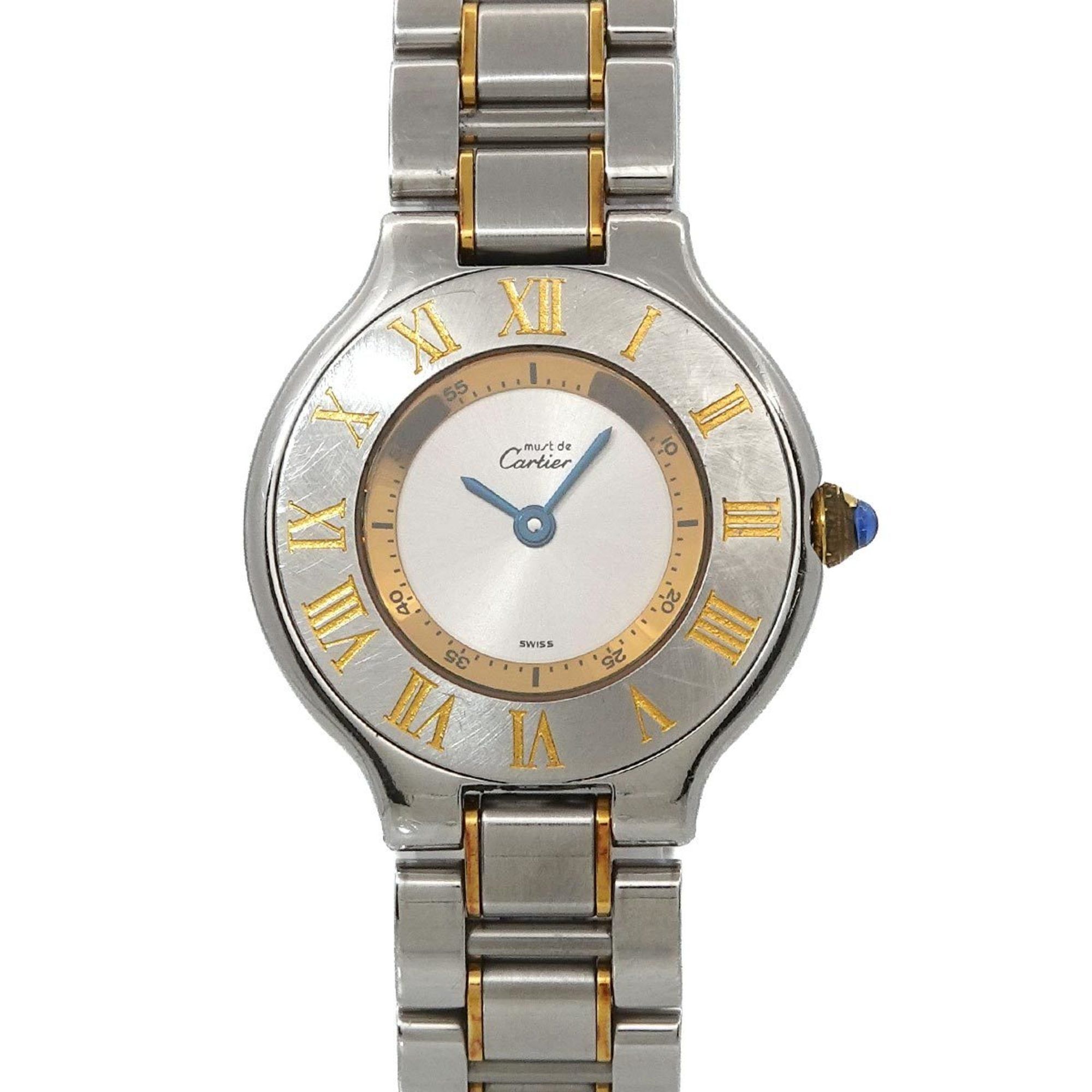 Cartier Must 21 Vantianne Two-tone Watch W10073R6 Women's Silver Quartz