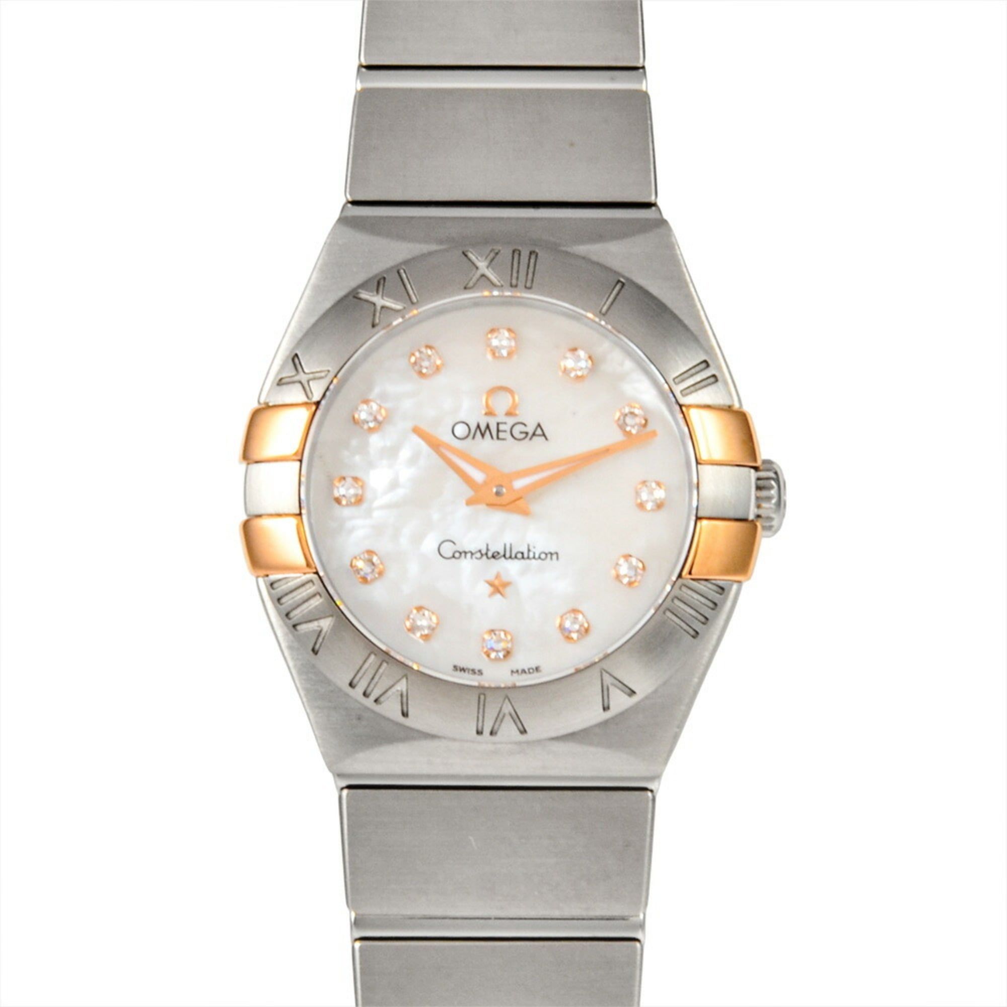 Omega Constellation 123.20.24.60.55.00?5 Women's Quartz Watch with White Shell Dial, Two-tone Silver