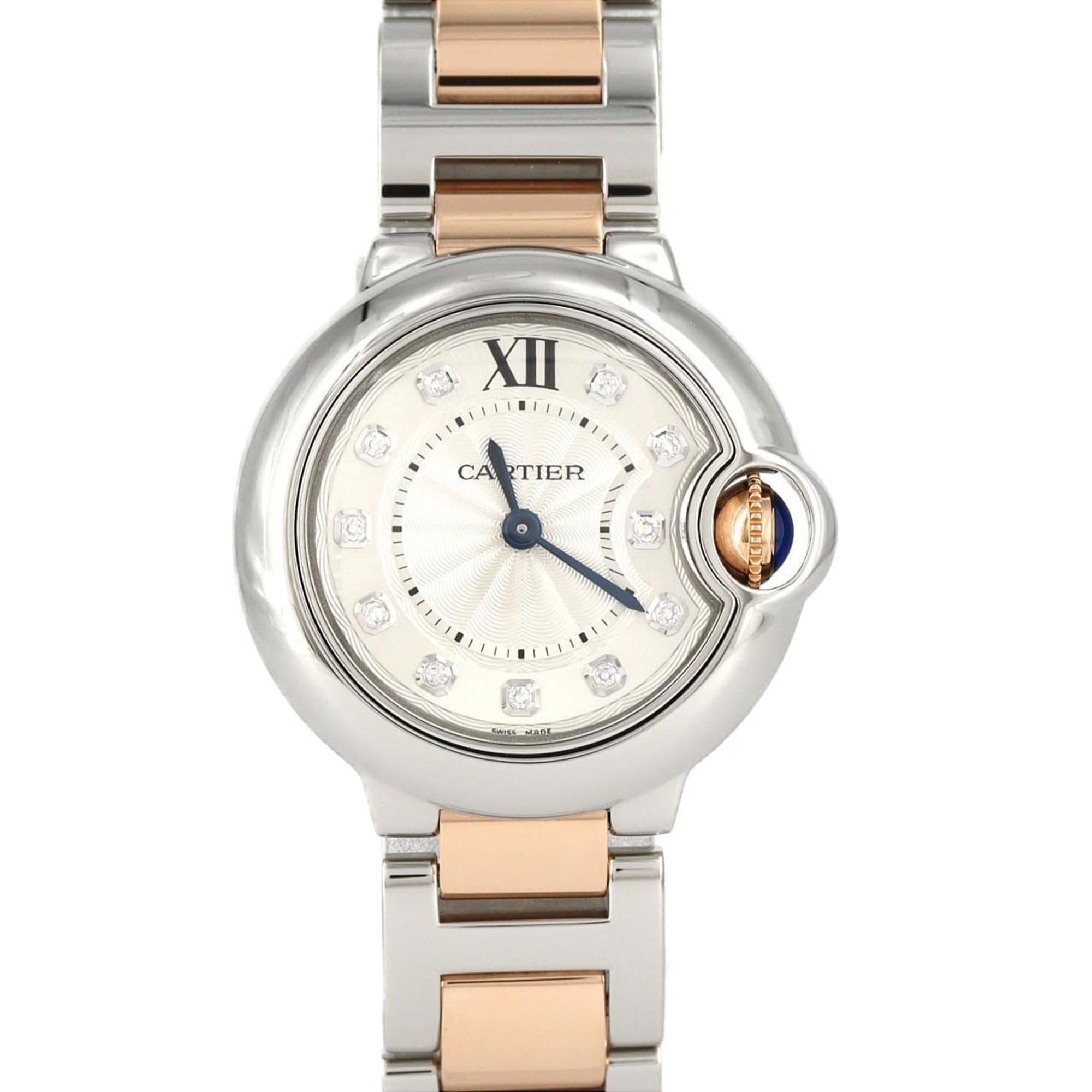 Cartier Ballon Bleu SM PG Combination 11P WE902030 SSxPG Quartz Watch