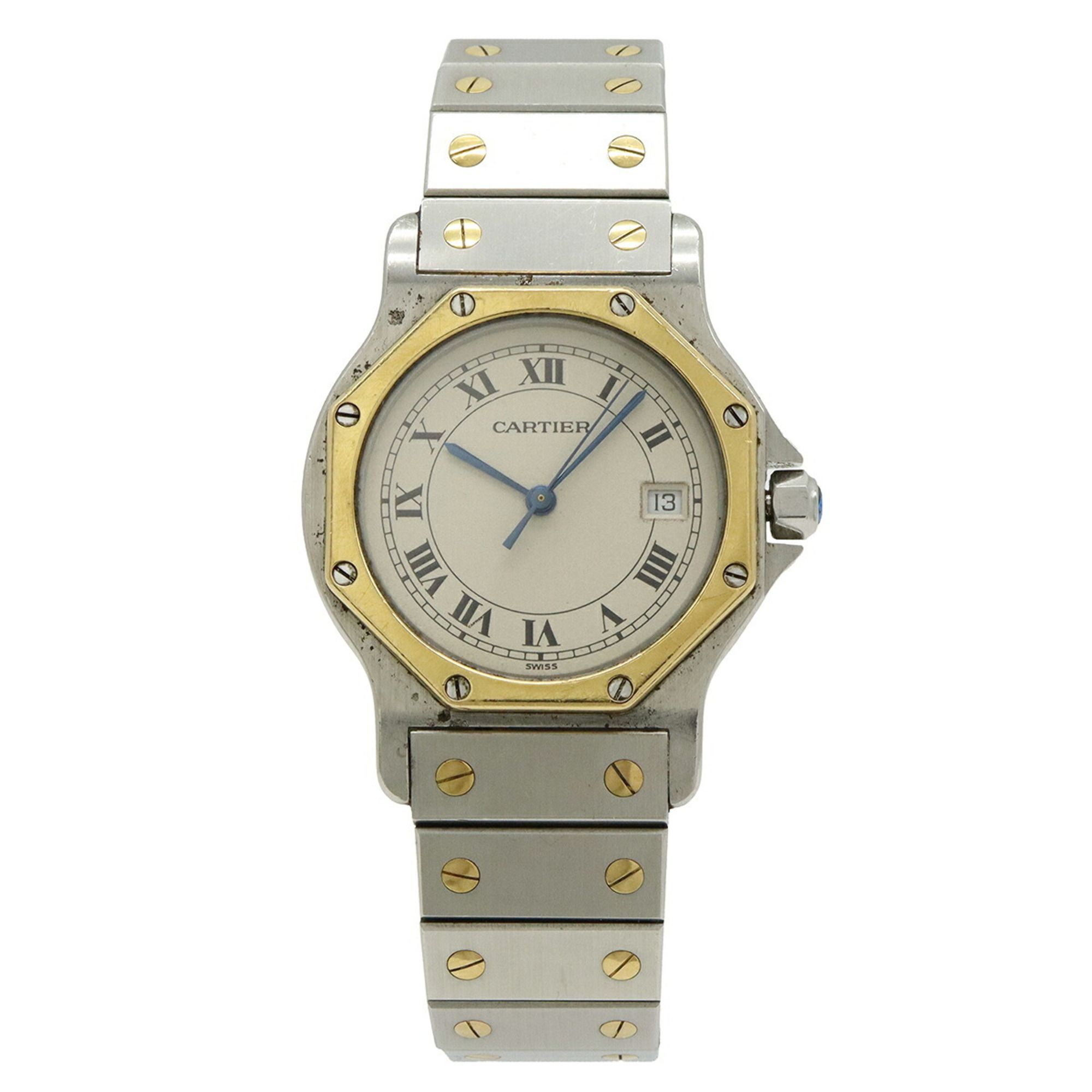Cartier Santos Octagon Ivory Dial Yellow Gold Stainless Steel Women's Quartz Watch W2001583