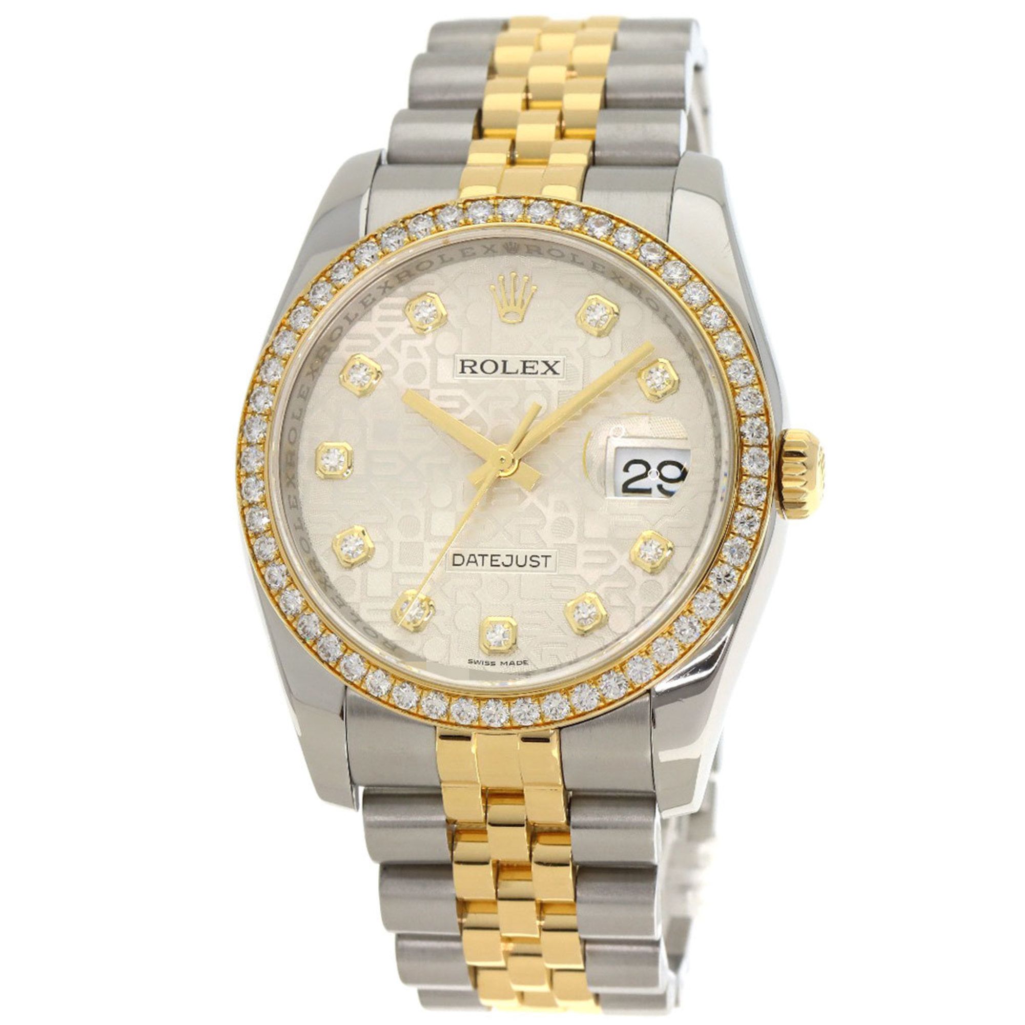 Rolex 116243G Datejust 10P Diamond Bezel Watch in Stainless Steel/SSx18KYG with Diamonds, Men's