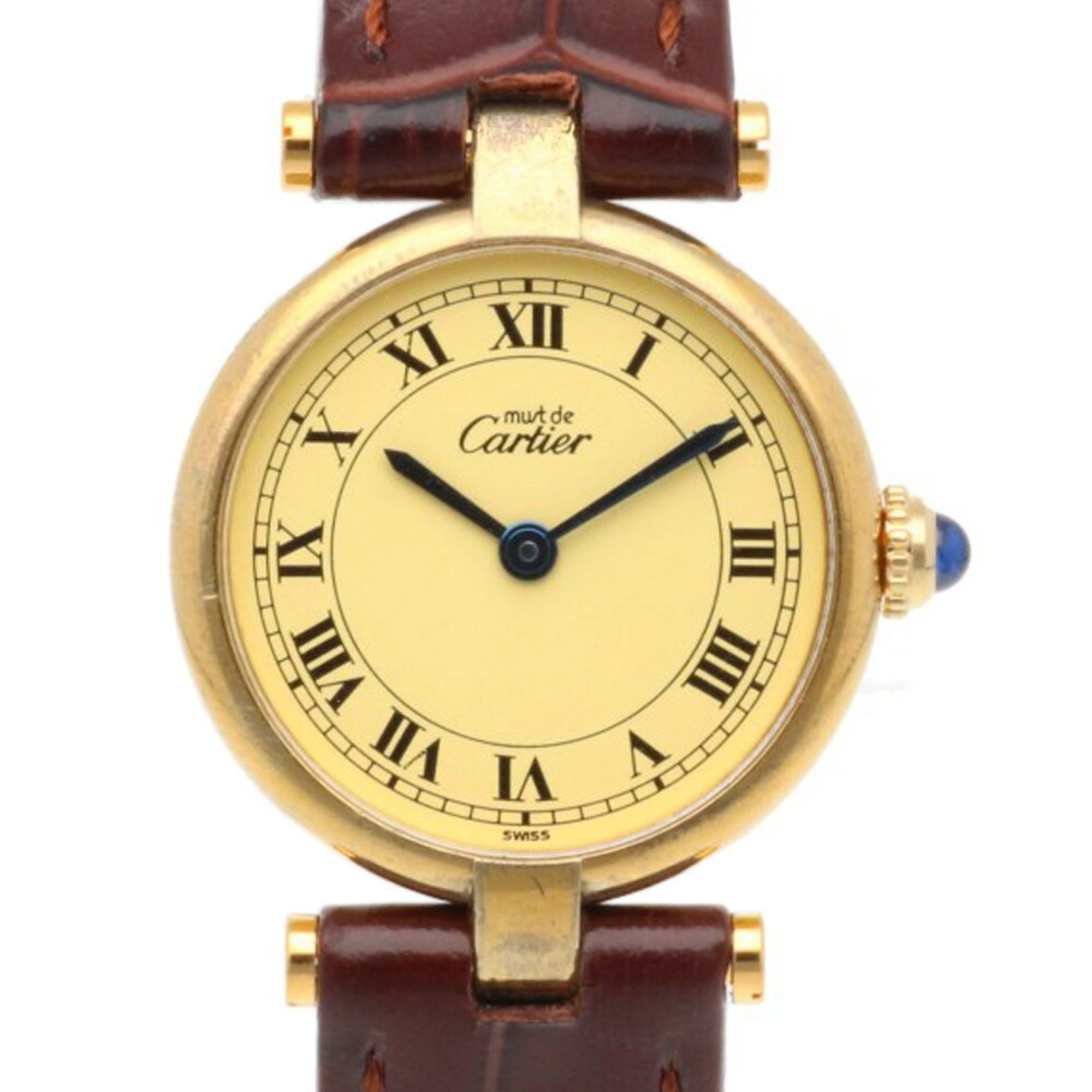 Cartier Must Vermeil Watch Silver 925 043434 Quartz Ladies CARTIER Non-waterproof defective product