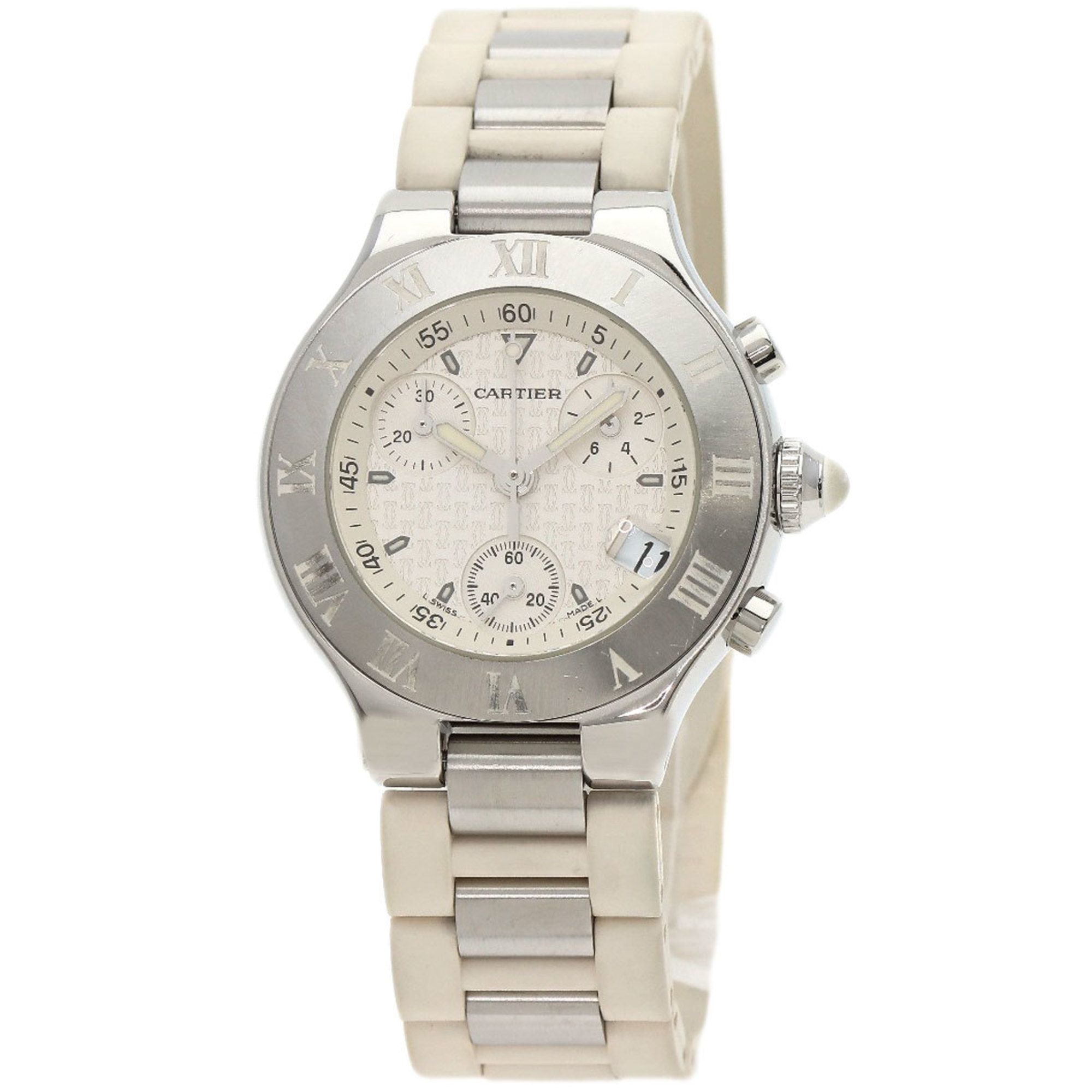 Cartier W10197U2 Chronoscuff SM Watch Stainless Steel Rubber Ladies CARTIER