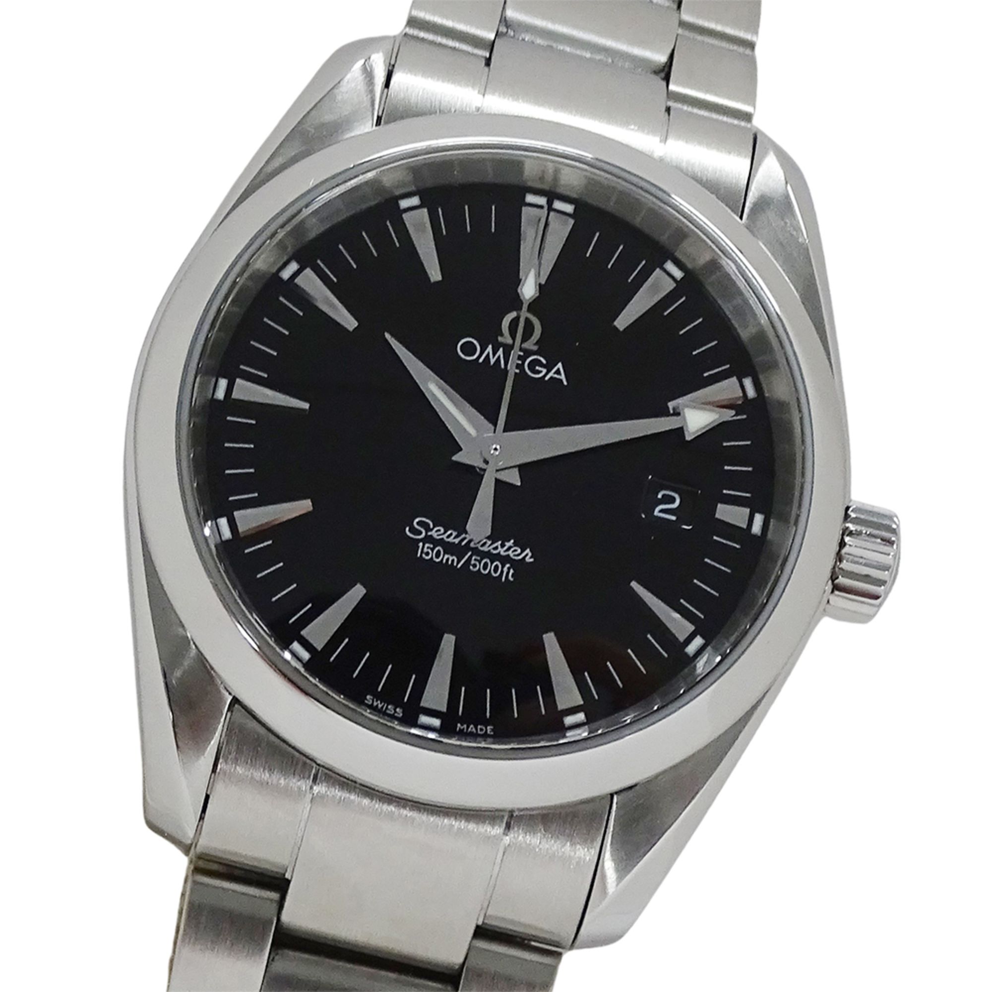 OMEGA Seamaster Aqua Terra 2518.50 Boys' Brand Watch Date Quartz QZ Stainless Steel SS Silver Black