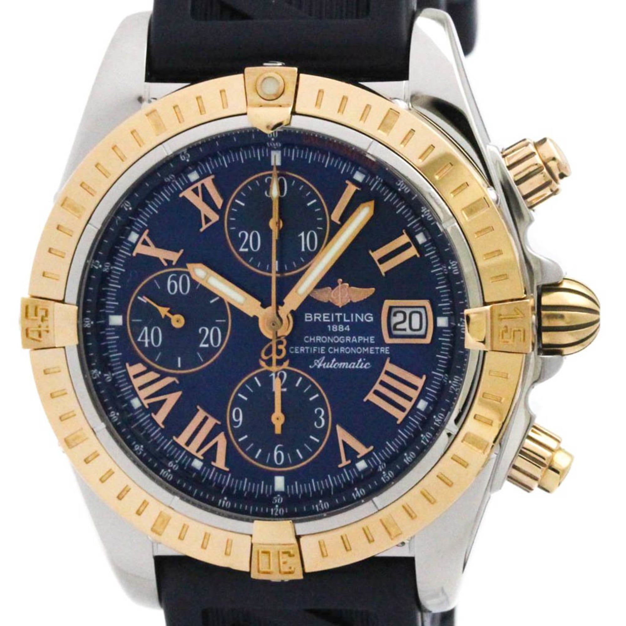 BREITLING Chronomat Evolution 18K Pink Gold Steel Watch C13356