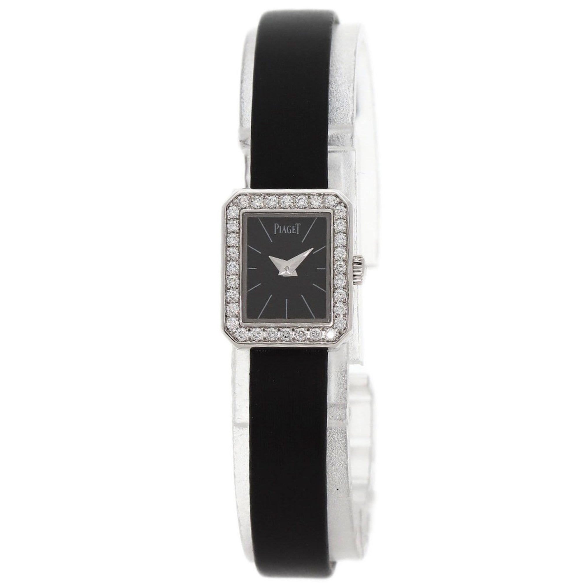 Piaget G0A34503 Mini Protocol Watch in 18K White Gold and Satin Leather for Women