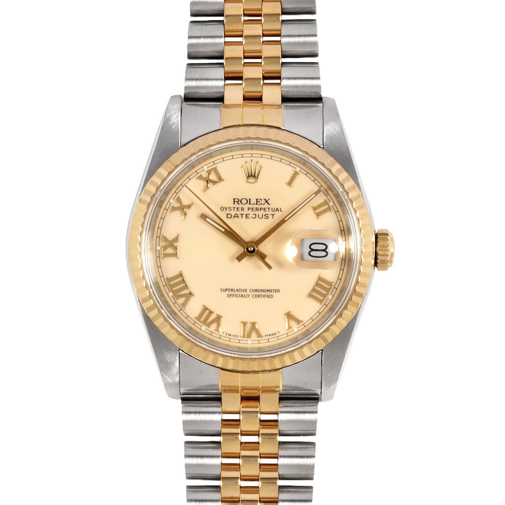 Rolex ROLEX 16233 Datejust R Series Automatic Wristwatch Ivory Dial YG x SS Combination Cream Men's