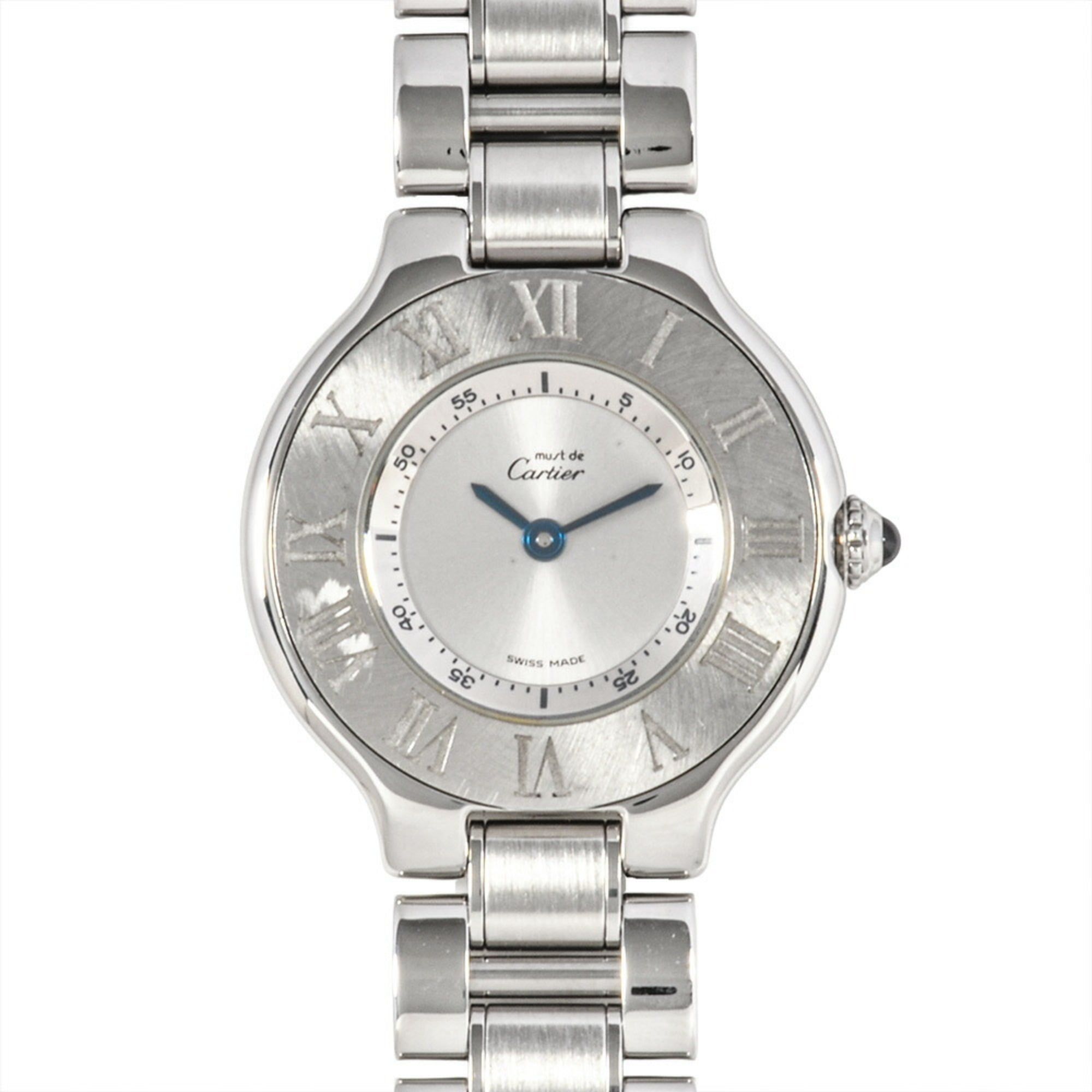 Cartier 1340 Must 21 Quartz Watch with Silver Dial and Stainless Steel for Women