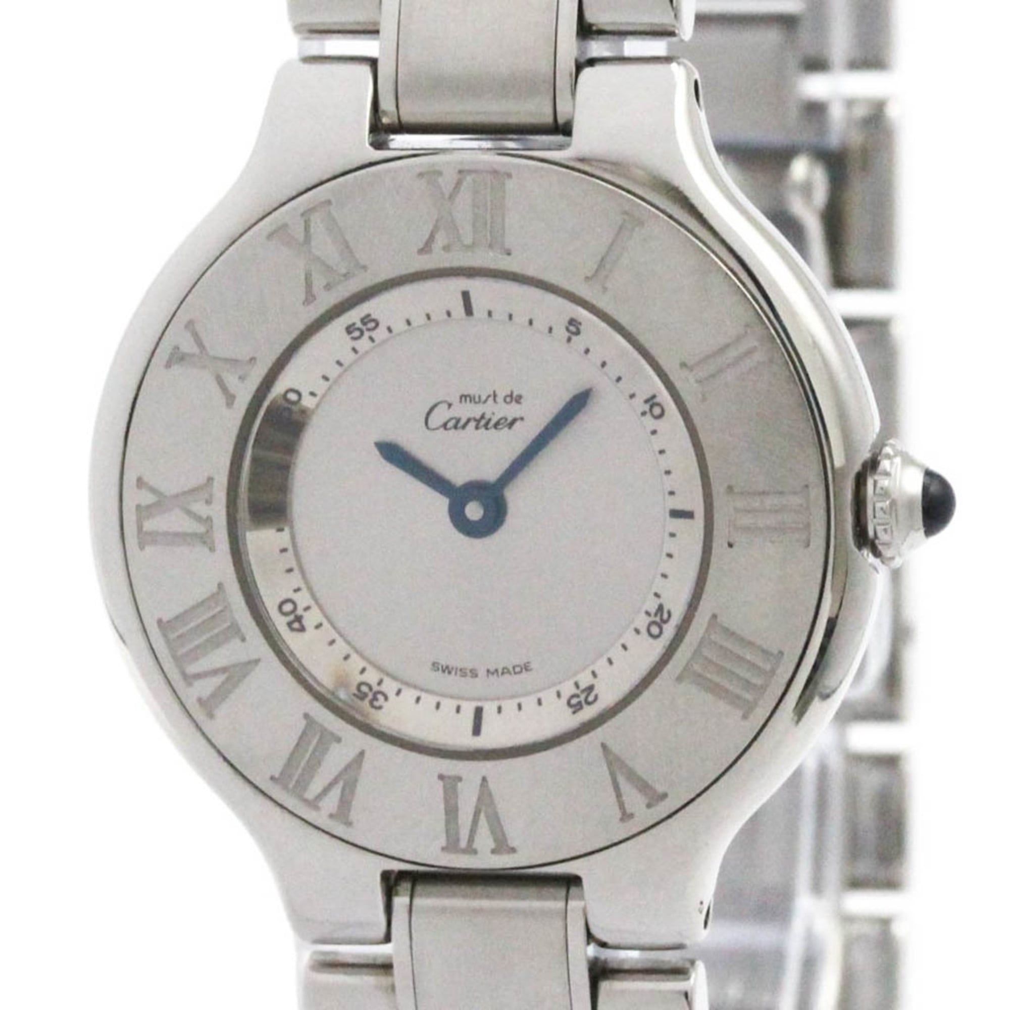 CARTIER Must 21 Stainless Steel Quartz Ladies Watch W10109T2 Polished