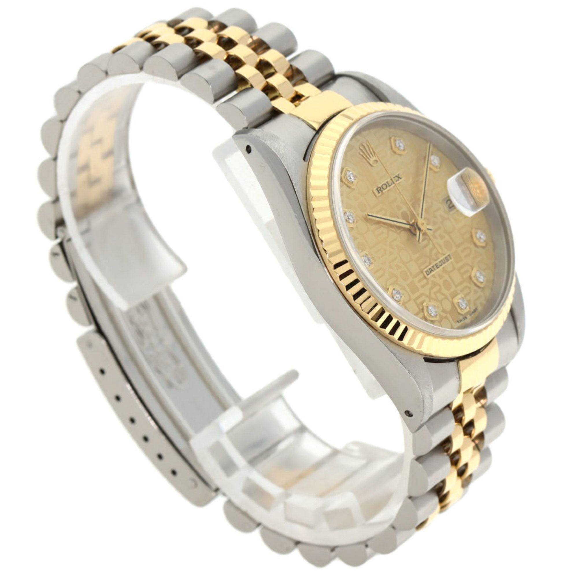 Rolex 16233G Datejust 10P Diamond Watch, Stainless Steel SSx18KYG, 18KYG, Men's