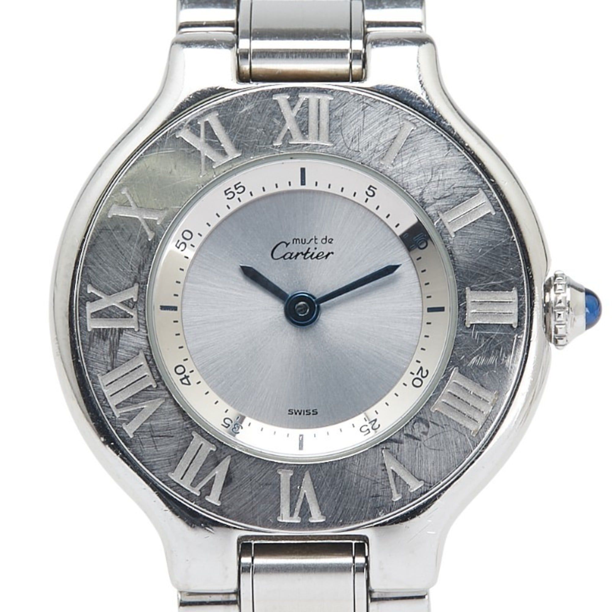 Cartier Must 21 Vantianne W10110T2 Quartz Watch with Silver Dial and Stainless Steel, Boys'