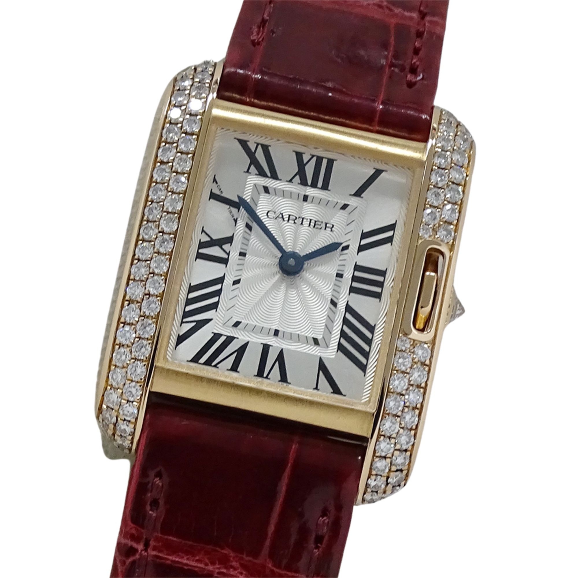 Cartier Tank Anglaise Watch, Women's, Small, Diamond, Quartz, QZ 750PG, Leather, Square, Polished, W