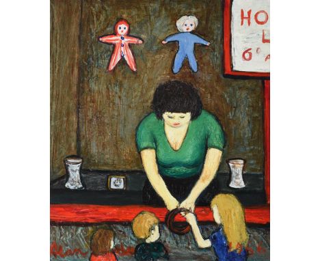 λ ALAN LOWNDES (BRITISH 1921-1978)FAIRGROUND GIRLOil on boardSigned (lower left) and dated 1966 (lower right); titled (verso)