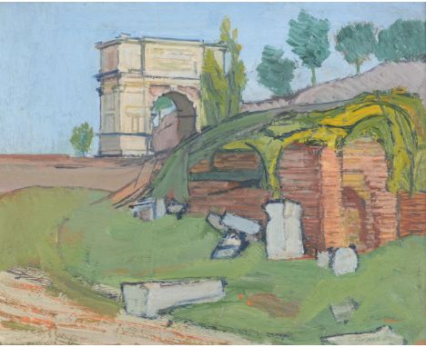 λ CLAUDE MAURICE ROGERS (BRITISH 1907-1979)RUINS IN PROVENCE Oil on panel Signed and dated 51 (lower right) 19.5 x 24.5cm (7½