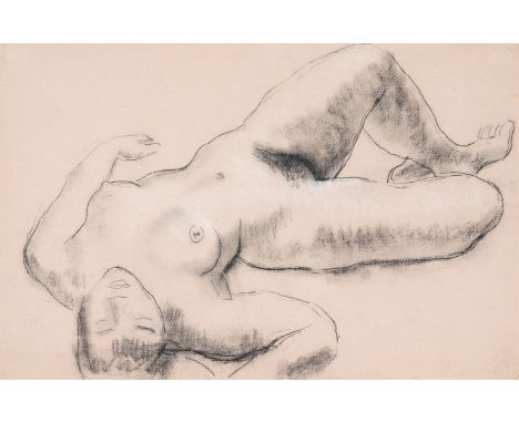 λ FRANK DOBSON (BRITISH 1888-1963)SLEEPING NUDE  Charcoal and chalk 31.5 x 48cm (12¼ x 18¾ in.)Executed circa 1940. Provenanc