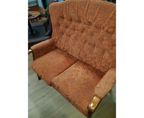WOOD FRAMED HIGH BACK 2 SEATER COTTAGE SOFA