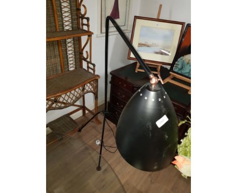 A RETRO LARGE BLACK FLOOR LAMP