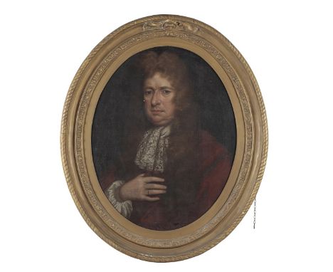 ENGLISH SCHOOL, 17TH / 18TH CENTURY A portrait of a gentleman, depicted wearing a light brown curled wig falling over his sho