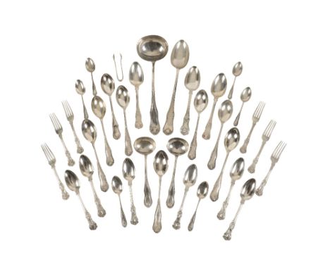 PART-CANTEEN OF EDWARDIAN SILVER FEATHER EDGE FLATWARE, by James Deakin &amp; Sons, Sheffield, 1906, comprising six dessert s