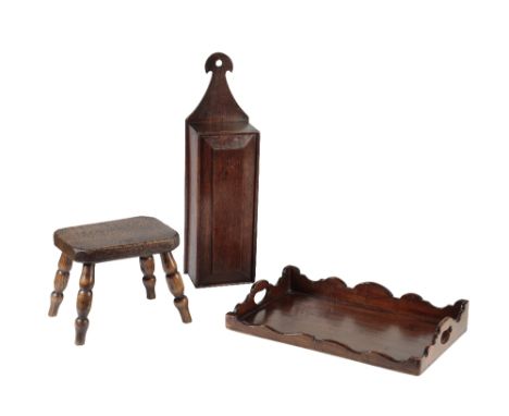 GEORGE II WALNUT TRAY, mid 18th century, of rectangular form, the carved gallery sides with raised back, lower front and pier