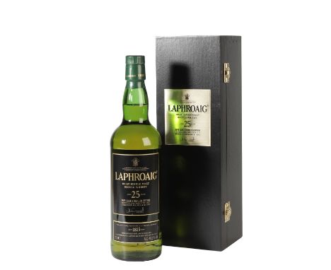 LAPHROAIG SINGLE MALT SCOTCH WHISKY, 25 YEAR OLD CASK STRENGTH, 2015 EDITION, Oloroso sherry and American oak casks, Isle of 