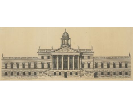 ARCHITECTURAL ELEVATIONS AND PLANS to include views of The Royal Hospital Greenwich, after Colen Campbell (c. 1676-1729) (8)