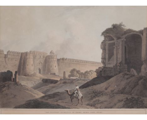 THOMAS DANIELL (1749-1840) 'The Western Entrance of Shere Shah's Fort, Delhi' aquatint, 46cm x 60cm Plate 13 from the first s