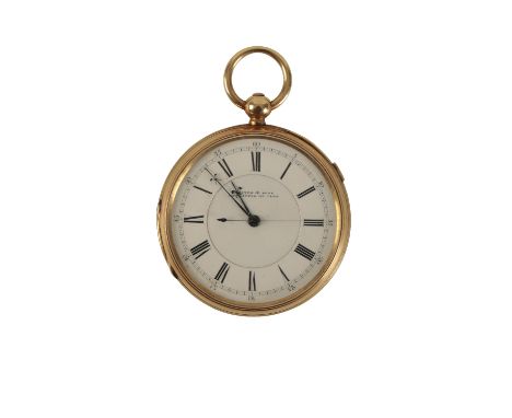 LISTER &amp; SONS OF NEWCASTLE ON TYNE: 18CT GOLD GENTLEMAN'S OPEN-FACED POCKET WATCH with key-wind movement, white enamel di