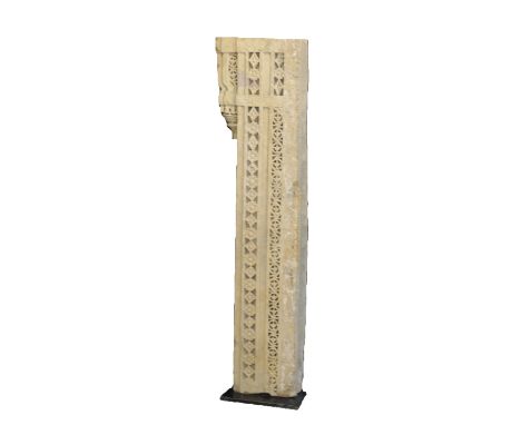 INDIAN, PROBABLY RAJASTHANI CARVED LIMESTONE ARCHITECTURAL ELEMENT, probably part of an entranceway, perhaps 17th/ 18th centu
