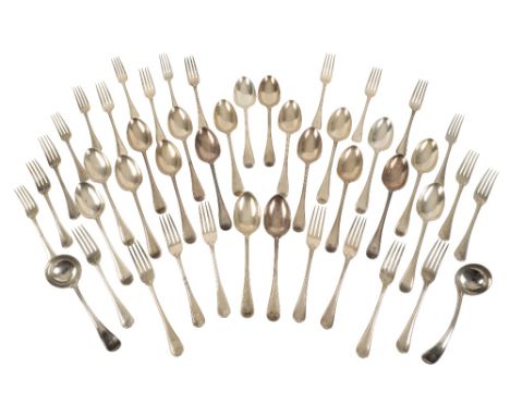 AN EXTENSIVE CANTEEN OF OLD ENGLISH THREAD PATTERN FLATWARE, by Harrison Brothers &amp; Howson, Sheffield, 1909, comprising e