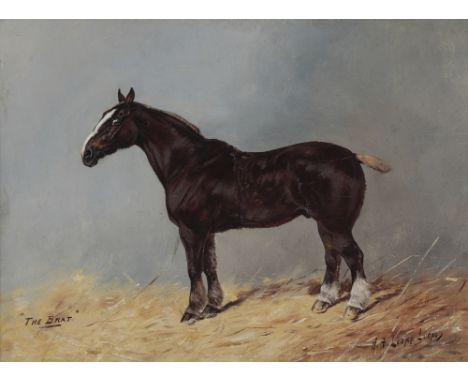 HENRY FREDERICK LUCAS-LUCAS (1848-1943) 'The Brat' A horse in loose box, titled lower left, signed lower right, oil on panel,
