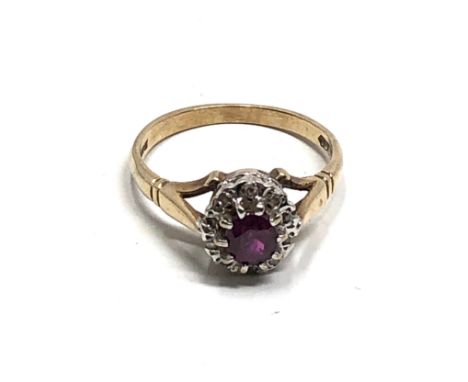 9ct gold ruby &amp; diamond ring 2.5g 