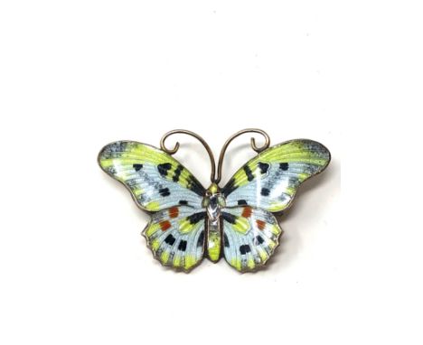 Silver &amp; enamel butterfly brooch measures approx 3.7cm wide 