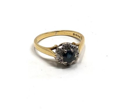 18ct gold vintage sapphire &amp; diamond dress ring (3.4g) 