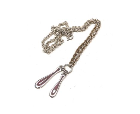Malcolm grey silver enamel pendant necklace 