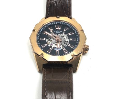 Rotary skeleton dial automatic gents wristwatch 3602/a/04 working order but no warranty given 